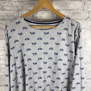 Croft & Barrow Classic Tee T-Shirt‎ Cotton 2X Bicycle Bike Print Gray Navy Blue